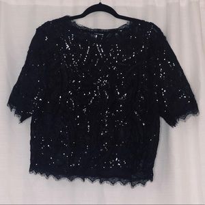 Black Sequin Evening Top
